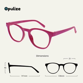 OPULIZE Blu Blue Light Blocking Glasses 3 Pack Cool Round Frame Spring Hinges Improve Sleep Computer Gaming Anti-Reflective Pink Purple Ice Mens Womens BBB5-45C +0.00