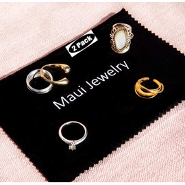 Maui Jewelry Polishing Cloth for Silver, Gold and Platinum (6 by 8 inch), (Pack of 2) Jewelry Cleaner Cloth Made of Soft Microfiber is Treated with Our Special Formula That Will Shine up Your Jewelry