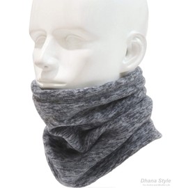 [Dhana Style] 2-Way Neck Warmer, Fleece Scarf, Headband, Cold Protection, Windproof, Cap, Hat, Neck, Gaiter, Face Mask, Face Guard, Vintage Heathered Pattern, Unisex Type: Q-MBL, gray