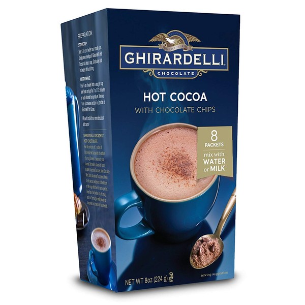 Ghirardelli Hot Cocoa With Chocolate Chips Carton - 8 oz. (224g)​, 6 bags
