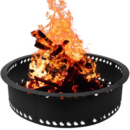 Fire Pit Ring 31inch Fire Ring for Outside Fire Pit,Large Round Smokeless Firepit Insert,DIY Fire Rings for Outside Wood Burning Above or In-Ground Camping Firepit Ring for Outdoor Patio Yard Garden