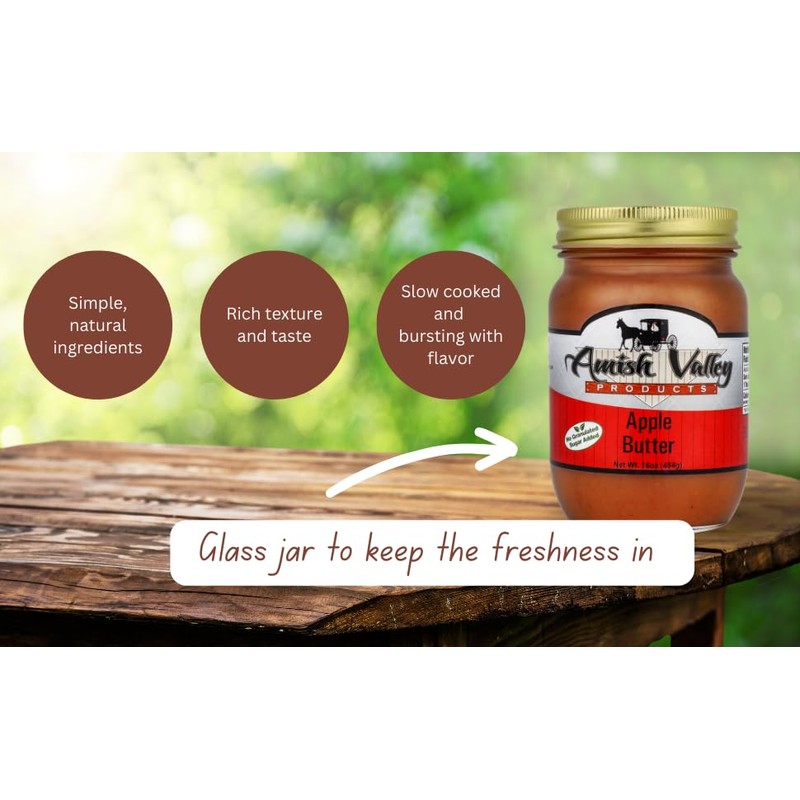 Amish Valley Products Apple Butter Glass Jars Old Fashioned Homestyle