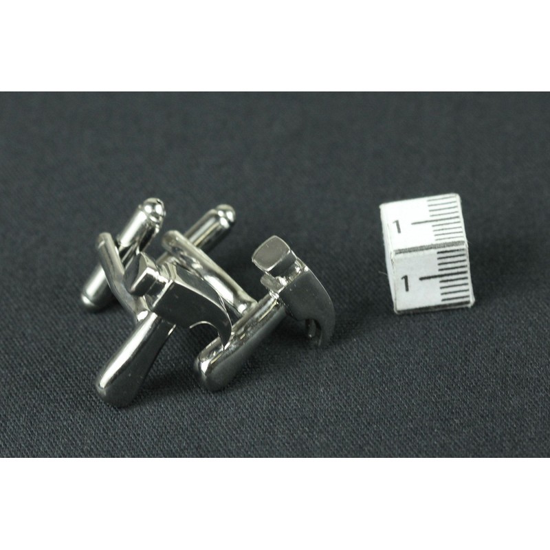 Miniblings Cufflinks Buttons Hammer + Hammer Carpenter Craftsman Box