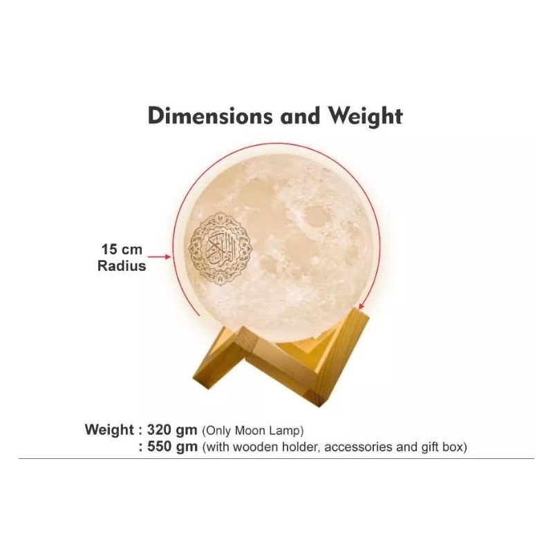 Moon Quran Speaker w/ Remote, includes 18 Reciters, 25 Translations,