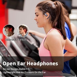 Tulbeys Open Ear Headphones with Ear Hook Design, Bluetooth 5.4 Wireless Earbuds, Up to 8 Hours Playtime, ENC Call Noise Reduction, Sweat Resistant, Secure Fit for Running & Workouts - Black