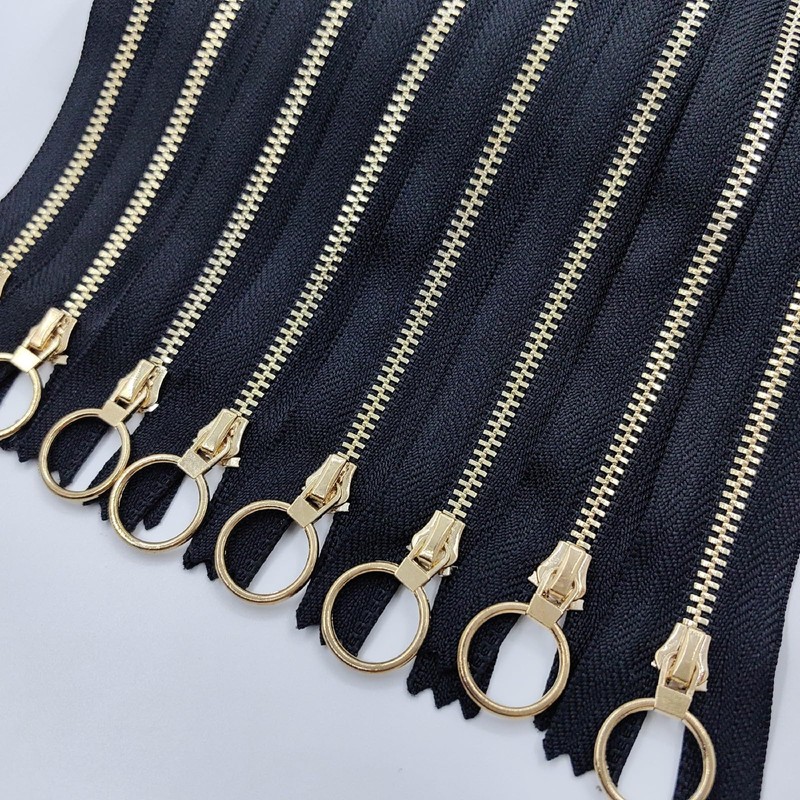 10PCS 8Inch (20cm) Metal Zippers Black#3 Golden Plated Bulk Close