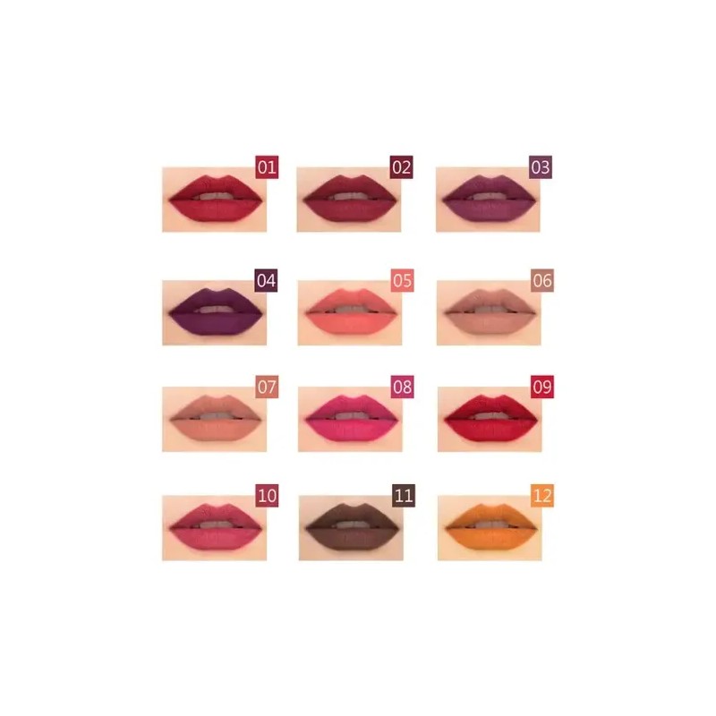 Juego De Delineador De Labios Impermeable Mate Sexy De 12pcs