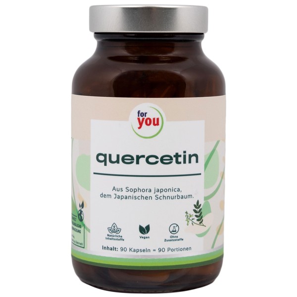 quercetin, 90 capsules with quercetin and vitamin C, quercetin from Sophora japonica, the Japanese string tree, 500 mg of pure quercetin per capsule, laboratory tested and without additives and high
