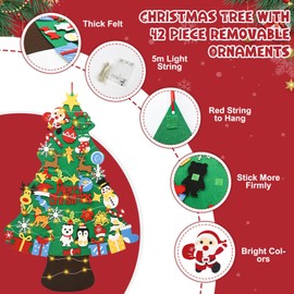 Idota Felt Christmas Tree 98 cm DIY Felt Christmas Tree Children with 42 Removable Ornaments, Felt Christmas Tree Children for Home Door Wall Hanging Decor