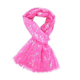 GFM® Women's Music Notes in Rose Gold Notes Print Scarf for Spring and Summer -Mu-13-Pink- (FLD-MU-A013-CRTGLB)