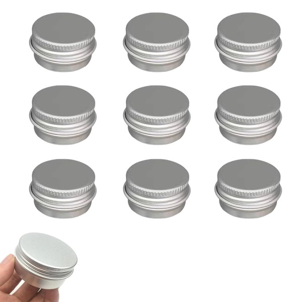 Lxtness Pack of 10 Aluminium Empty Containers, Round Travel Cream