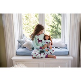 Leveret Kids & Toddler Pajamas Matching Doll & Girls Pajamas 100% Cotton Christmas Pjs Set (Unicorn,Size 12 Years)