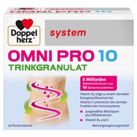 Doppelherz system OMNI PRO 10-8 Billion Bacterial Cultures from 10 Bacterial Strains - Drinking Granules with Delicious Vanilla Flavour - 20 Portion Bags