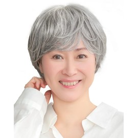 Aquadol rm002PGH Wig, Medical Hat, Short Curly, Pajama Wig, Full Wig, Women's, Natural Wig, One Size Fits Most, Chemicals, Hair Loss, Thin Hair, Gray Hair, Small Face, Room Use, Travel, Stylish, PGH. Pearl Gray Hair,