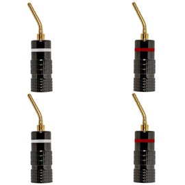 tunghey 4Pack Pin Banana Plugs,20-12AWG Pin Banana Plugs for Speaker Wire, 2mm Pin Plug Screw Type, 24K Gold Plated Connectors