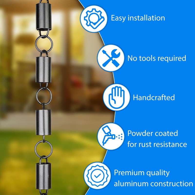 Rain Chains Pacific - Channel Link Rain Chain 8.5 FT