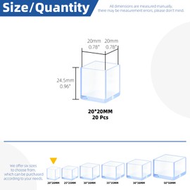 Glarks 20pcs 20mm x 20mm/0.78 x 0.78in Square Chair Leg Caps, Clear PVC Furniture Pad Table Feet Covers, Square Chair Leg Covers to Protect Wood Tile Floors Felt Pads Furniture Leg Caps Reduce Noise