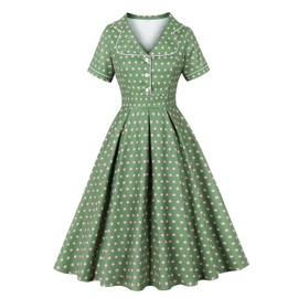 Wellwits CA Women's Polka Dots 1950s Vintage Blazer Cocktail Dress Xmas Green Pink M