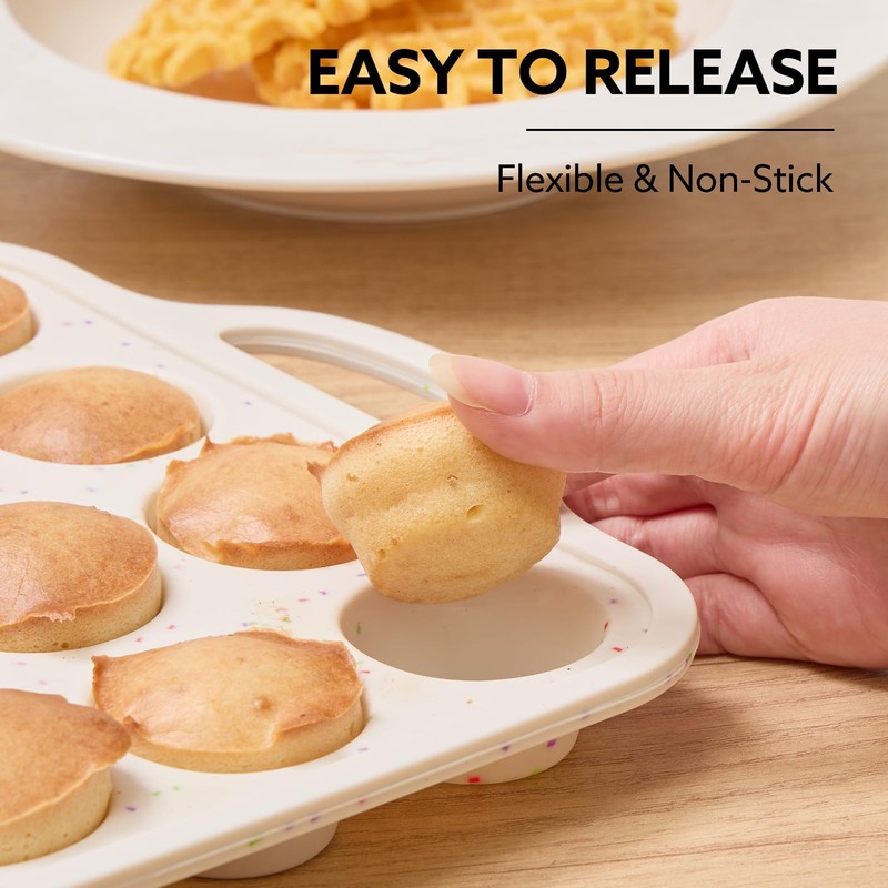 Biubumtu 2 Pack Silicone Muffin Pan, 24-Cup Silicone Cupcake Pan