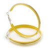 60mm D/Yellow Enamel Hoop Earrings/Silver Tone/Large