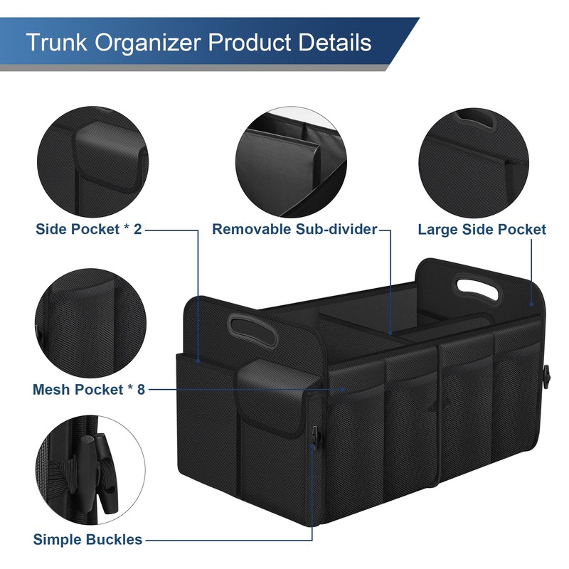 Femuar Car Trunk Organizer, Trunk Storage Organizer with 72L Large