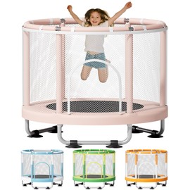 ZCMHAXJ 55" Trampoline for Kids with Enclosure, 440lbs Capacity Indoor & Outdoor Toddler Trampoline, Gifts for Boys & Girls