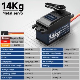 Miuzei RC Digital Servo 14kg Low Profile Servo Motor Metal Gear High Torque f...