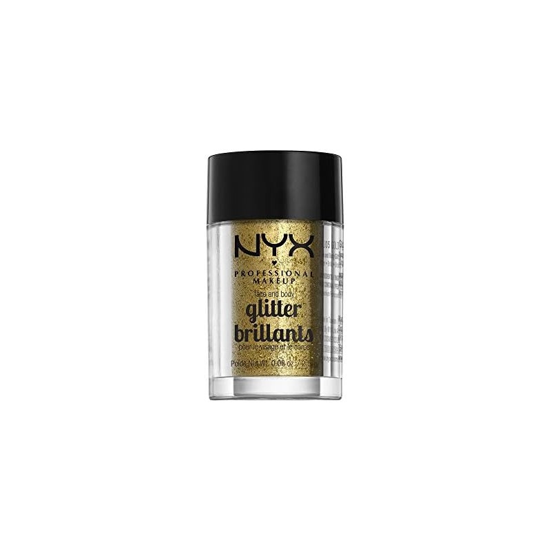 NYX Professional Makeup, Glitter para rostro y cuerpo, Tono Gold,