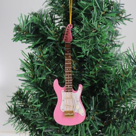 Dselvgvu 5.51" Wooden String Miniature Electric Guitar Hanging Ornament Mini Musical Instrument Replica Birthday Gifts Holiday Tree Home Decoration and Display Ornament Model (5.51" Electric Guitar)