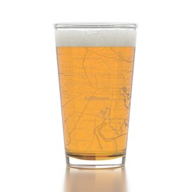 Well Told Engraved Baltimore Maryland Map Pint Glass, Etched Beer Gift (16 oz, Clear) City Map Pint, Custom City Glassware, Gifts For Beer Lovers