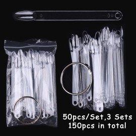 150 Pcs Nail Swatch Sticks with Ring, Clear Oval Nail Art Polish Color Display Practice Tips, Acrylic False Nail Sample Sticks Nail tech Supplies for Home or Salon Use