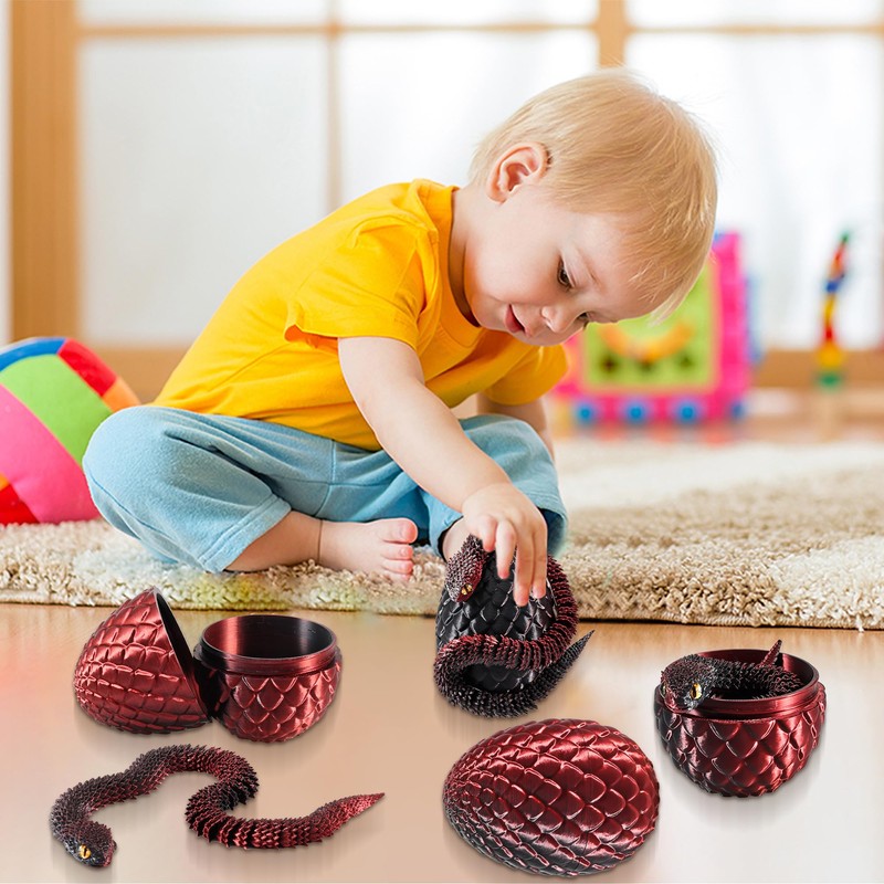 Joycabin 3D Printed Snake Toy, Easter 3D Printed Dragon Egg
