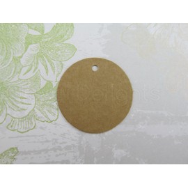 100 Pack - CleverDelights Circle Kraft Gift Tags/Hang Tags - 1.5" Diameter - Brown Kraft Hang Tags - for Gifts, Crafts, Party Favors, Weddings, Price Tags - Thick Heavy Duty - 1 1/2 inch