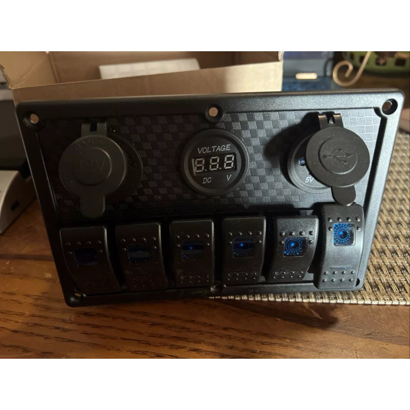 Universal 6 Gang Marine Boat Rocker Switch Panel Waterproof +