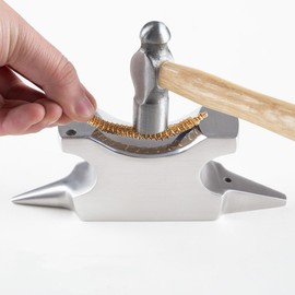 Snblzhef Double Horn Anvil Graphic Designers Tool Stainless Steel Anvil Plate with Gold Mini Horn Anvil Work Bench Jewelry DIY Hand Tools Jewelry Tool