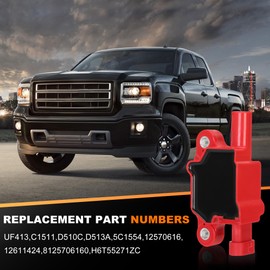 UF413 Square Ignition Coils with 8mm 748UU Spark Plug Wires 8 PCS, Compatible with Silverado 1500, GMC, Pontiac G8, Grand Prix H3 Tahoe Yukon, Replacement for UF413 D513A D510C 5C1554