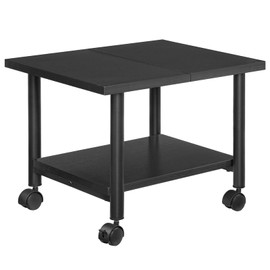 HOOBRO Printer Stand, 2-Tier Industrial Under Desk Printer Cart with Shelf, Mobile Heavy Duty Storage Rack on Wheels for Home, Office, Black BB02PS01G1