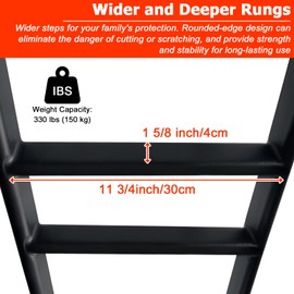 RV Bunk Bed Ladder, 55" Interior Adjustable Travel Trailer Twin Bed Step Ladders with 4 Hooks and Foot Caps, Heavy Duty Metal Dorm loft Camper Ladders, Portable Stairs Steps, Load 330 LBS