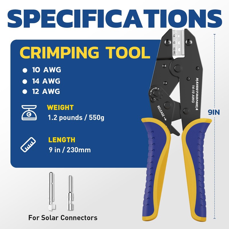 haisstronica Crimping Tool for Solar Connectors - AWG 14 12