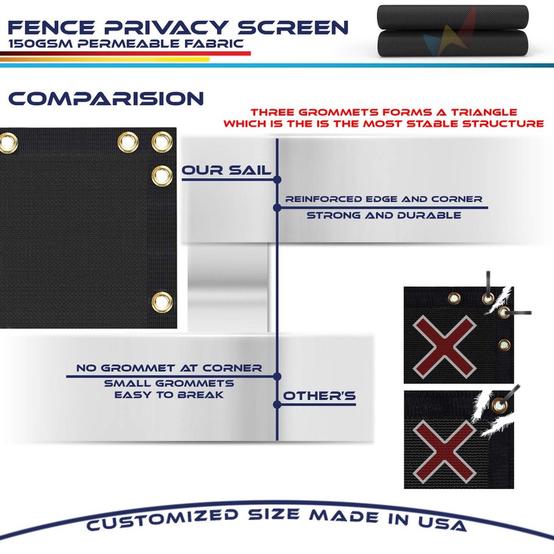 Windscreen4less 6' x 25' Privacy Fence Screen in Black with