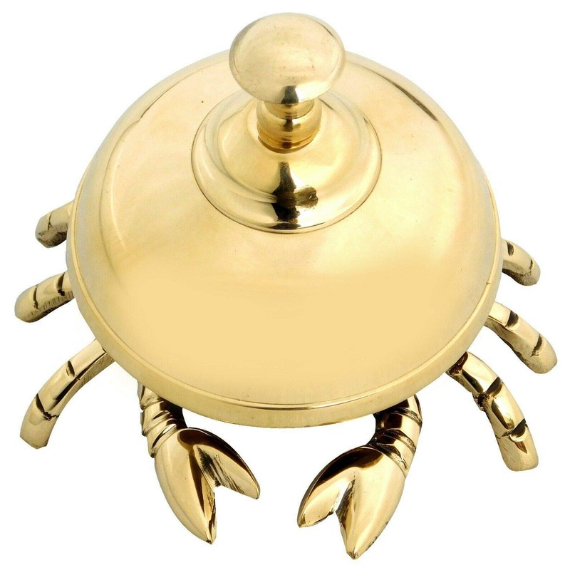 Vintage Antique Brass Crab Bell Hotel Counter Reception Bell Teacher