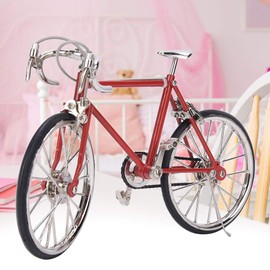 1:12 Mini Dollhouse Bicycle, Realistic Alloy Miniature Bike Vehicle Model Toy Dollhouse Decoration Accessory(Red)
