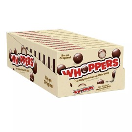 WHOPPERS Chocolate Malted Milk Balls Candy, 5 Ounce [12-Boxes]
