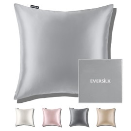 22 Momme Silk Pillowcase for Hair and Skin: 100% Pure Double-Sided Pillowcase with Hidden Zip - Silk Pillowcase - Mulberry Silk Cushion Cover 1PC 40 x 40 cm Silver Grey