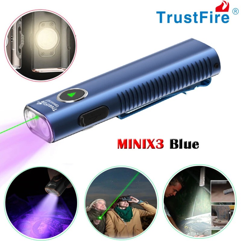 TrustFire X3 Green Laser & 365nm UV light Flashlight 1050Lumen