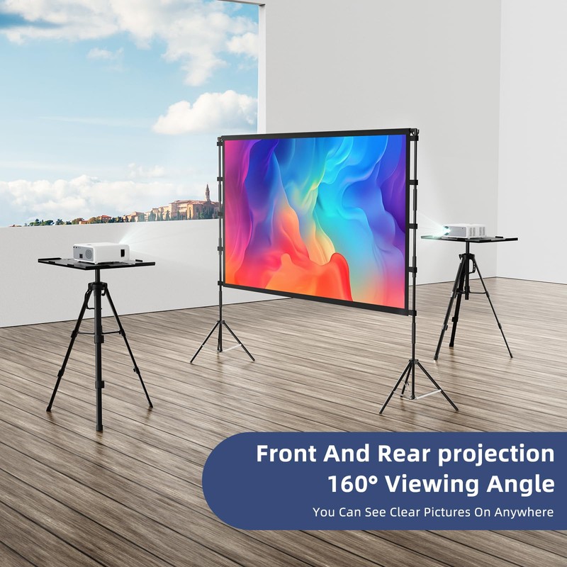 Projector Screen Outdoor, Vamvo Projector Screen with Stand Portable 80"