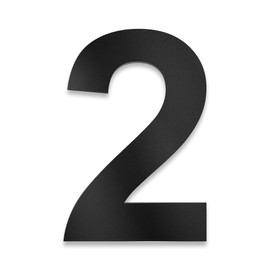 Metzler House Number Made of Solid Steel in Black - Jet Black RAL 9005 Fine Structure Powder Coated - Arial Font - Height 20 cm - Number 2