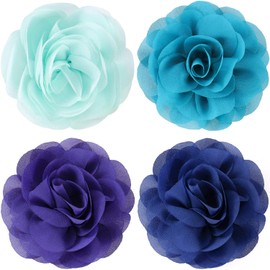 4 Pieces Christmas Dog Collar Flowers Multicolored Pet Flower Bow Tie Dog Charms Flower Set for Valentine's Day Puppy Dog Collar Cat Grooming Accessories (Royal Blue, Light Green, Lake Blue, Purple)