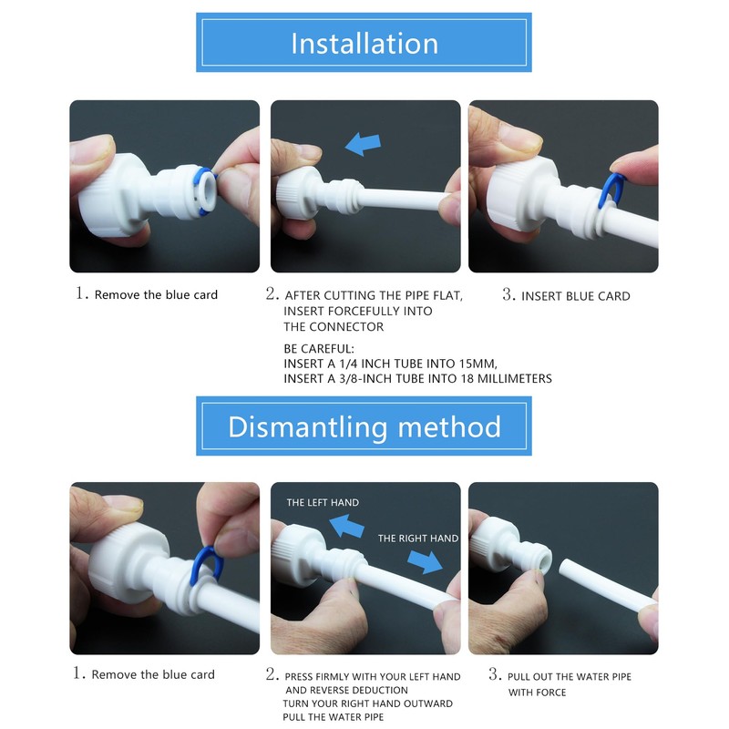 3/4" Female Thread Straight to 1/4" OD Push-to-Connect, RO Water