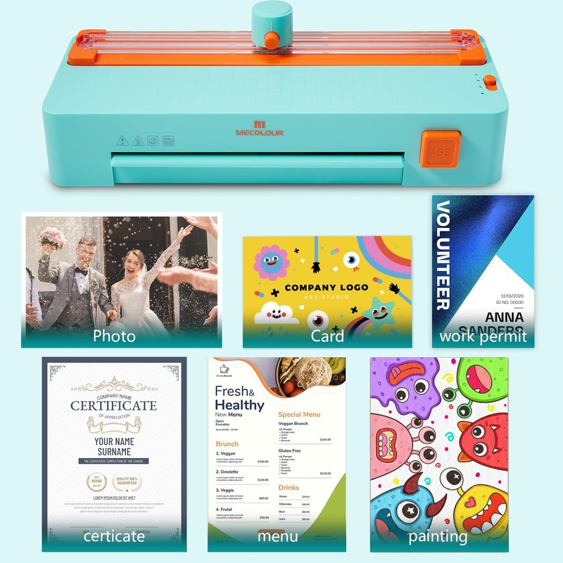 MECOLOUR Thermal Laminator Machine A4 for Documents and Photos,110v (Orange),